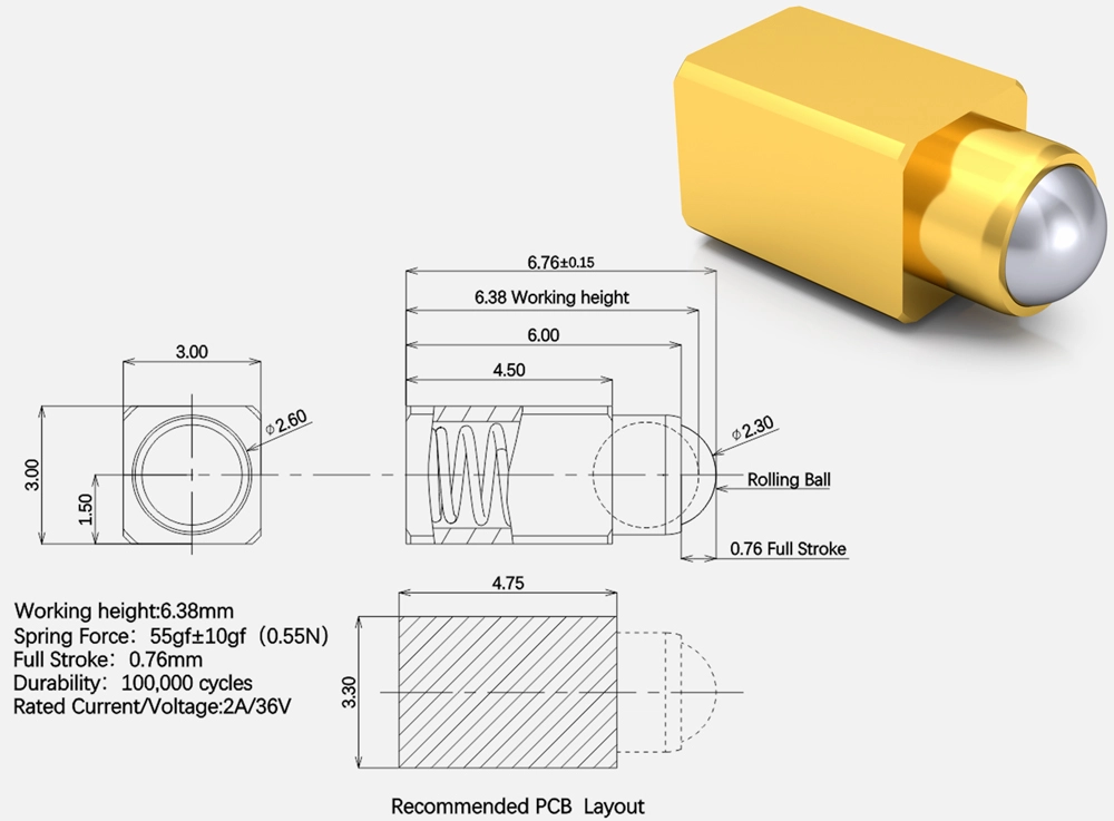 product details of rolling ball pogo pin