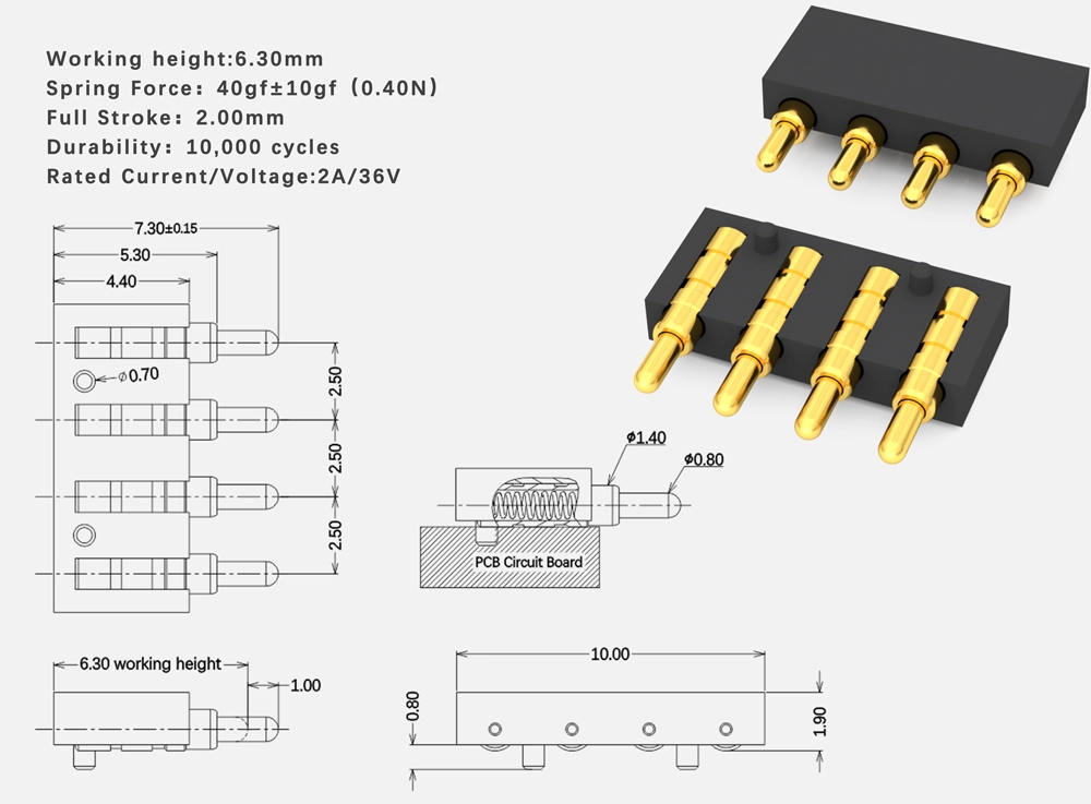 smd side contact pogo pin connector factory