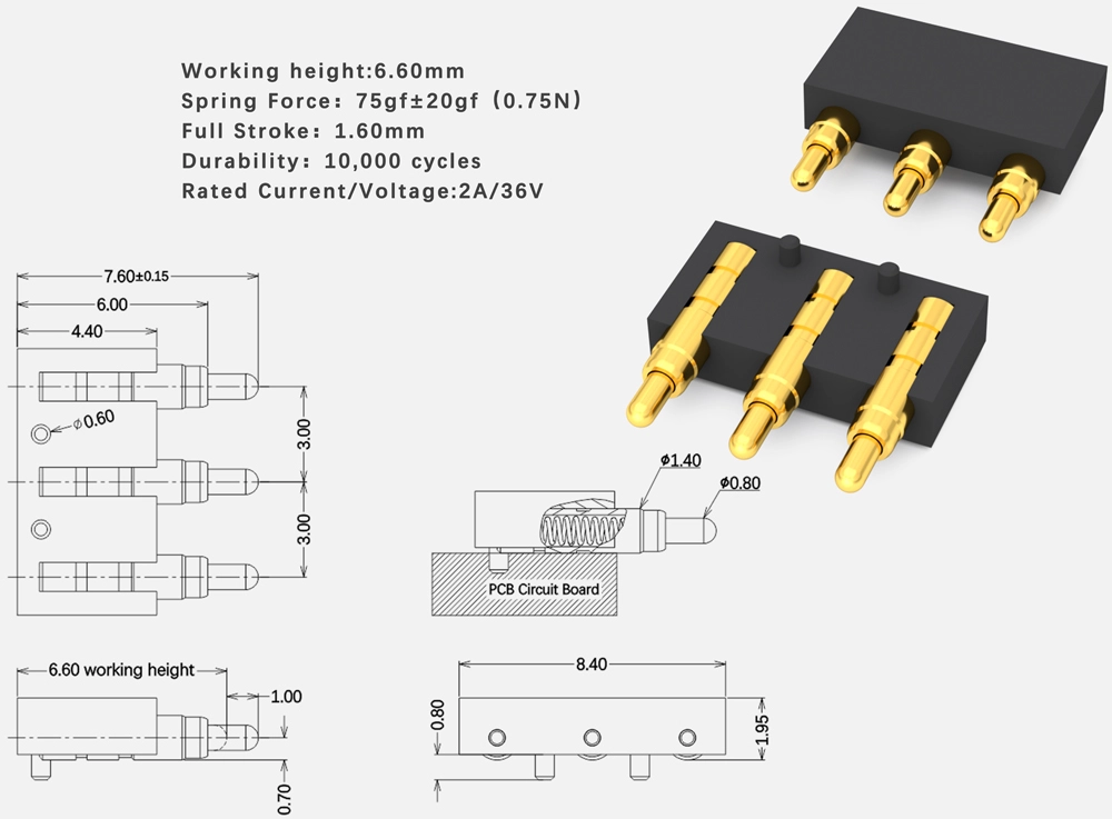 smd side contact pogo pin connector for sale