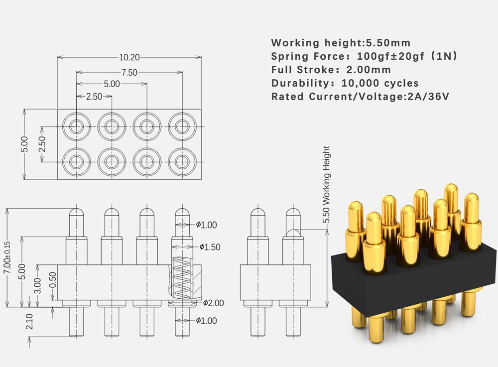 vertical dip pogo pin connector factory