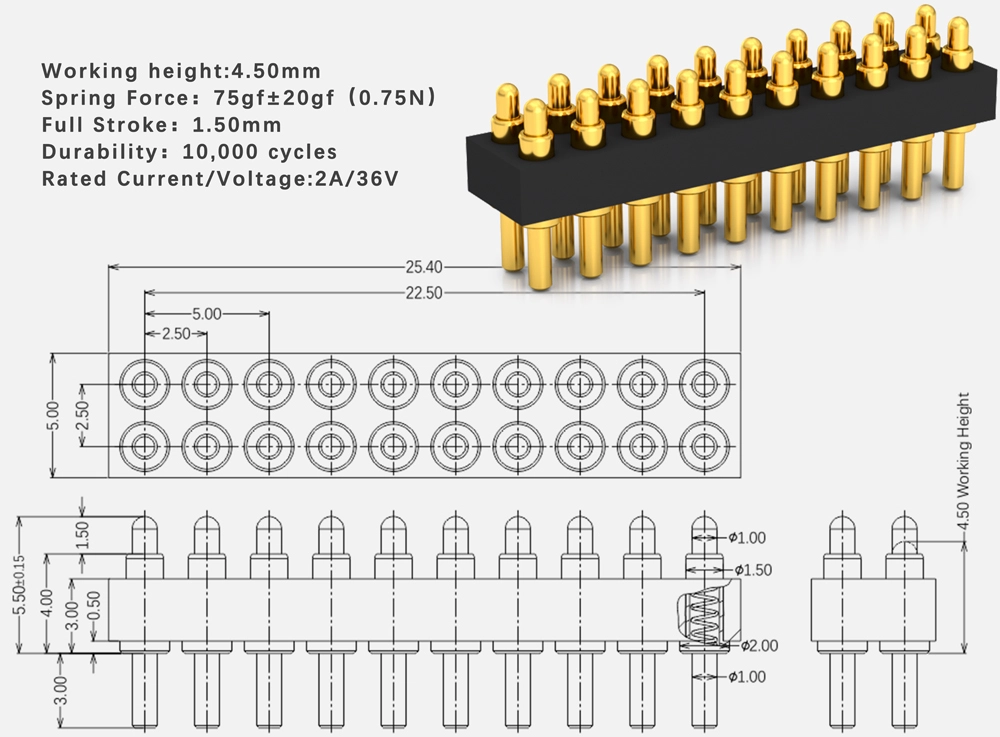 vertical dip pogo pin connector for sale