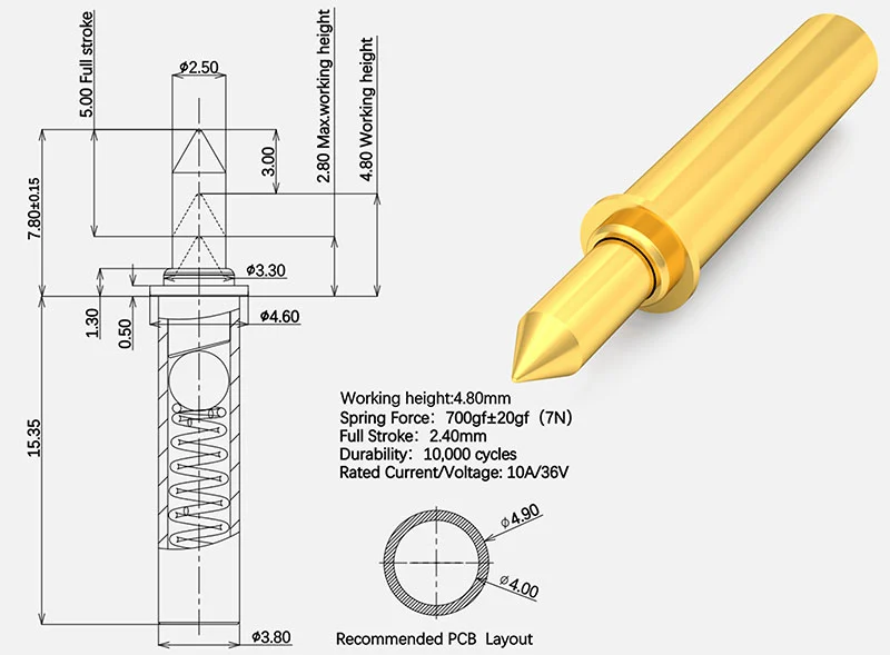 spring loaded pins standard part 10